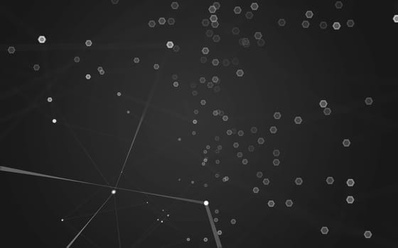 Abstract polygonal space low poly dark background with connecting dots and lines. Connection structure. 3d rendering