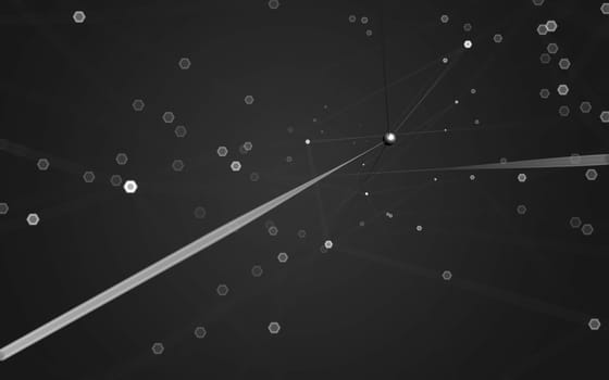 Abstract polygonal space low poly dark background with connecting dots and lines. Connection structure. 3d rendering