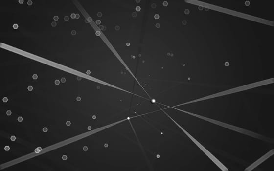 Abstract polygonal space low poly dark background with connecting dots and lines. Connection structure. 3d rendering