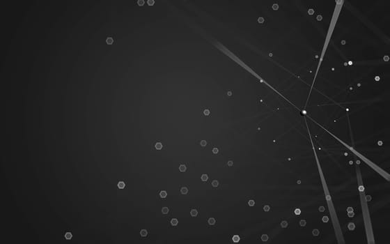 Abstract polygonal space low poly dark background with connecting dots and lines. Connection structure. 3d rendering