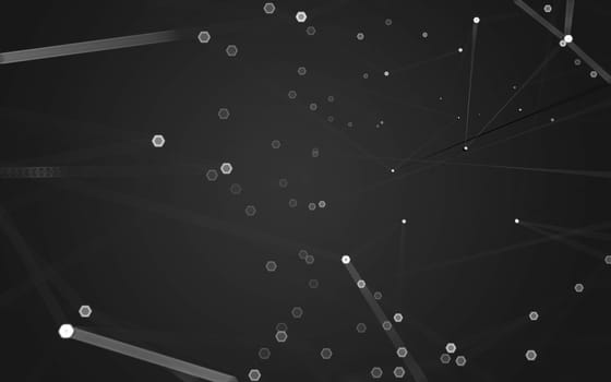 Abstract polygonal space low poly dark background with connecting dots and lines. Connection structure. 3d rendering