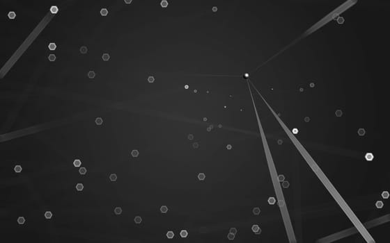 Abstract polygonal space low poly dark background with connecting dots and lines. Connection structure. 3d rendering