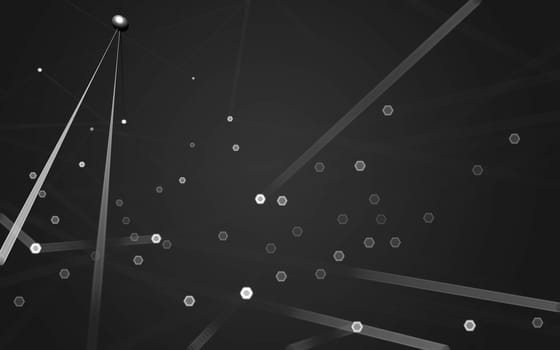 Abstract polygonal space low poly dark background with connecting dots and lines. Connection structure. 3d rendering