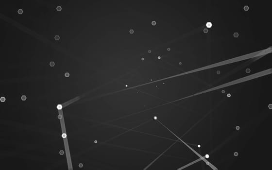 Abstract polygonal space low poly dark background with connecting dots and lines. Connection structure. 3d rendering