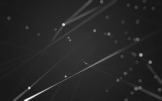 Abstract polygonal space low poly dark background with connecting dots and lines. Connection structure. 3d rendering