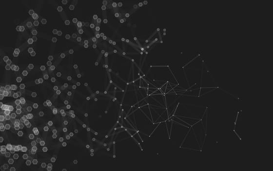 Abstract polygonal space low poly dark background with connecting dots and lines. Connection structure. 3d rendering