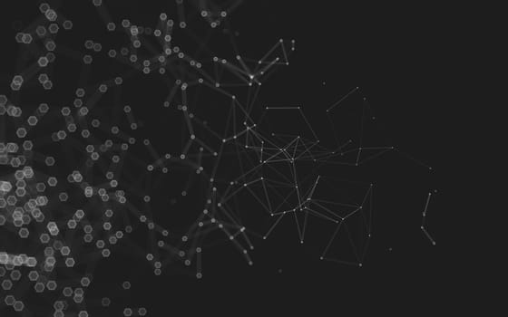 Abstract polygonal space low poly dark background with connecting dots and lines. Connection structure. 3d rendering