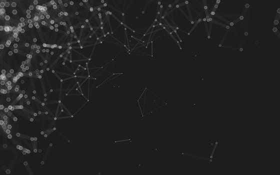 Abstract polygonal space low poly dark background with connecting dots and lines. Connection structure. 3d rendering