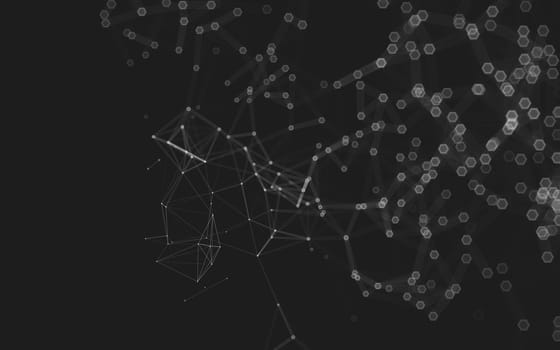 Abstract polygonal space low poly dark background with connecting dots and lines. Connection structure. 3d rendering