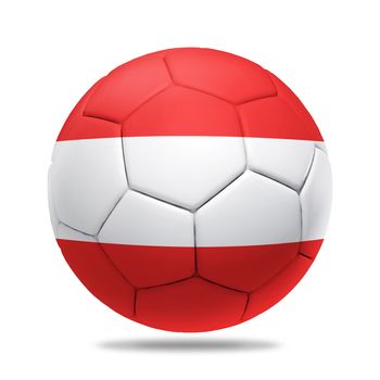 3D soccer ball with Austria team flag, isolated on white