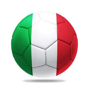 3D soccer ball with Italy team flag, isolated on white