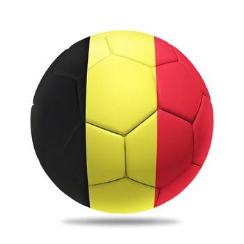 3D soccer ball with Belgium team flag, isolated on white