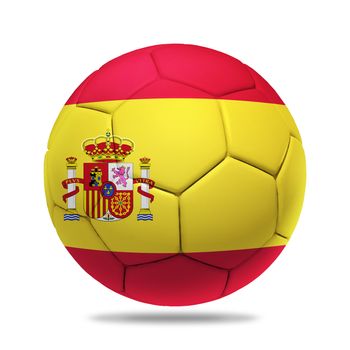 3D soccer ball with Spain team flag, isolated on white