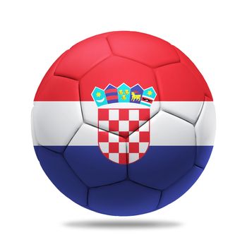 3D soccer ball with Croatia team flag, isolated on white