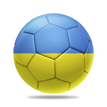 3D soccer ball with Ukraine team flag, isolated on white