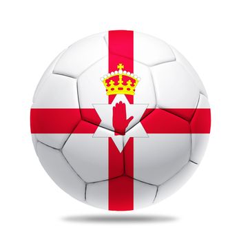 3D soccer ball with  team flag, isolated on white