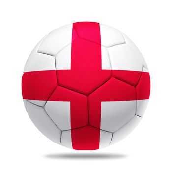 3D soccer ball with England team flag, isolated on white