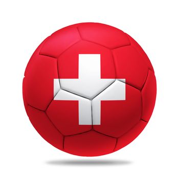 3D soccer ball with Switzerland team flag, isolated on white