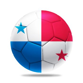 3D soccer ball with Panama team flag, isolated on white