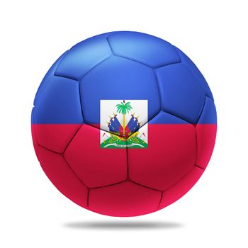 3D soccer ball with Haiti team flag, isolated on white
