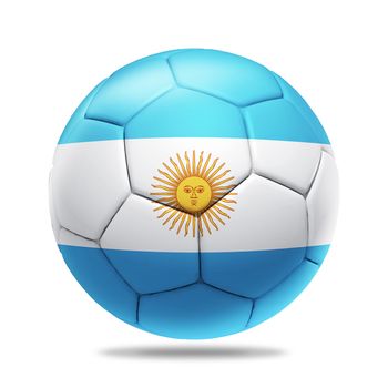 3D soccer ball with Argentina team flag, isolated on white
