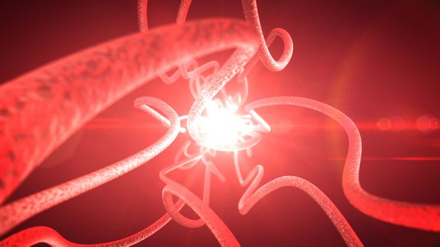 Neurons and nervous system. 3d render 