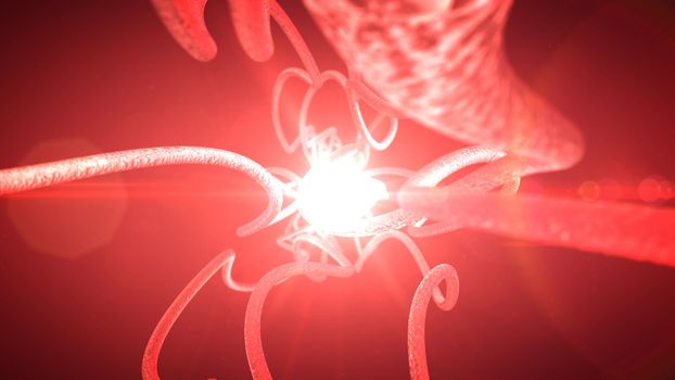Neurons and nervous system. 3d render 