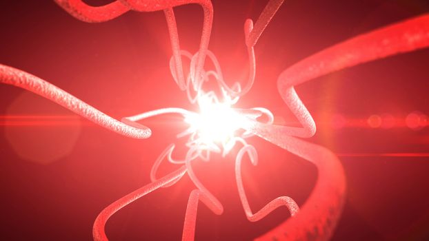 Neurons and nervous system. 3d render 