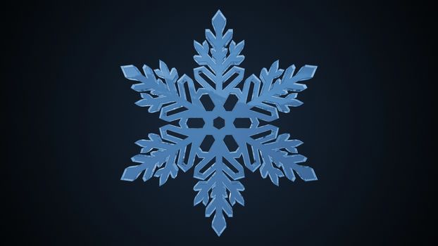 christmas snowflake with a black background. 3d animation. isolated 