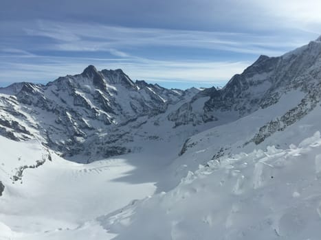 Beautiful Landscape Of Snow Mountains In Jungfrau, Switzerland