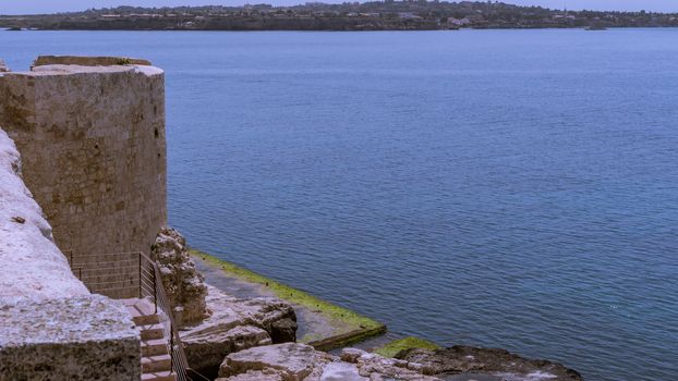 View of the Siracusa's sea from medieval Casstle.