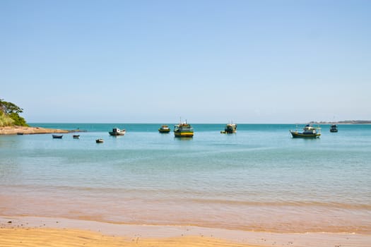 Boats on Uba beach in Anchieta