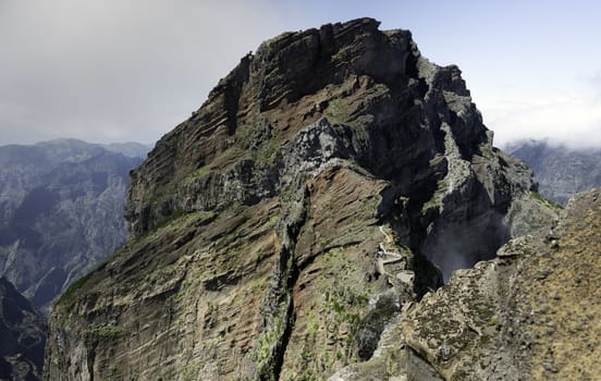 the high mountains at madeira island called pico arieiro, the top is 1818 meters above sea level