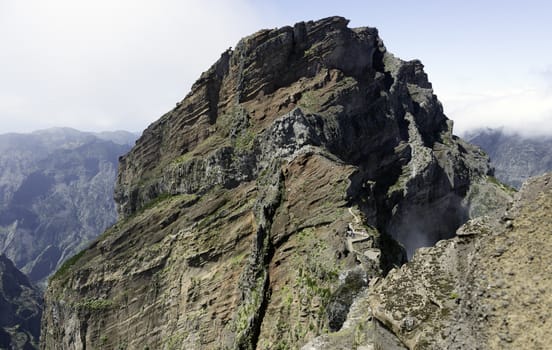 the high mountains at madeira island called pico arieiro, the top is 1818 meters above sea level