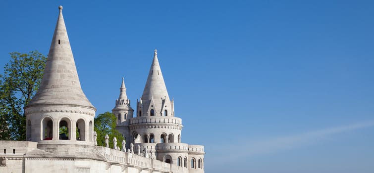 Fisherman's Bastion is a terrace in neo-Gothic and neo-Romanesque style, Budapest famous landmark