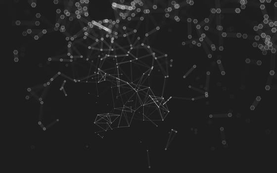 Abstract polygonal space low poly dark background with connecting dots and lines. Connection structure. 3d rendering