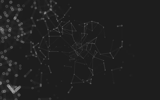 Abstract polygonal space low poly dark background with connecting dots and lines. Connection structure. 3d rendering