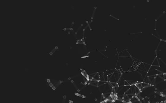 Abstract polygonal space low poly dark background with connecting dots and lines. Connection structure. 3d rendering