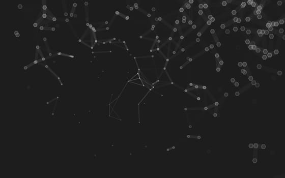 Abstract polygonal space low poly dark background with connecting dots and lines. Connection structure. 3d rendering