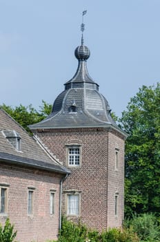 Medieval castle tower with farming, masonry brick