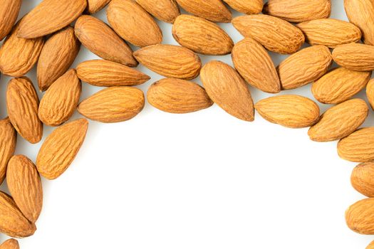 natural almond close up on a white background
