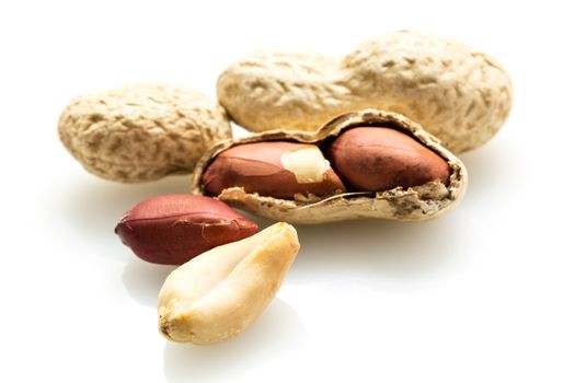groundnut in the skin close-up on a white background