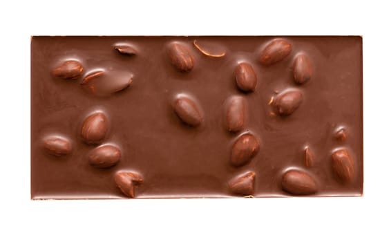 chocolate bar close-up isolated on white background