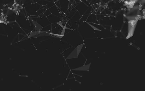 Abstract polygonal space low poly dark background with connecting dots and lines. Connection structure. 3d rendering