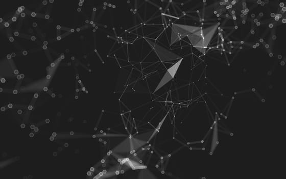 Abstract polygonal space low poly dark background with connecting dots and lines. Connection structure. 3d rendering