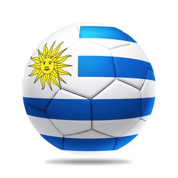 3D soccer ball with Uruguay team flag, isolated on white