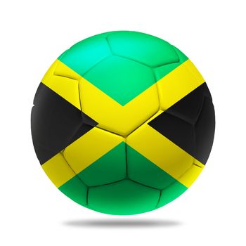 3D soccer ball with Jamaica  team flag, isolated on white