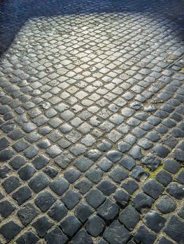 cobblestone pavement in the streets of Rome