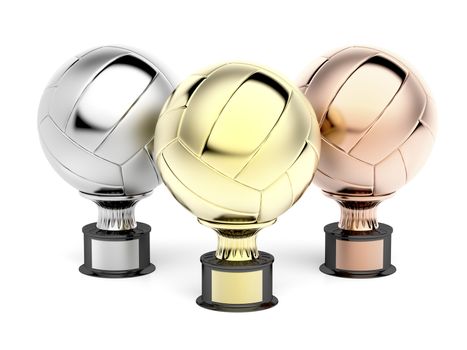 Volleyball trophies for first, second and third place