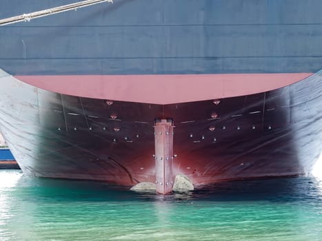 ship stern with rudder and propeller